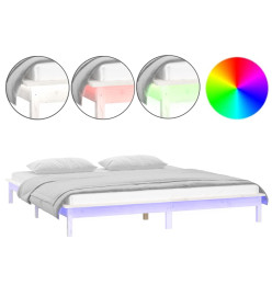 Cadre de lit à LED blanc 180x200 cm Super King bois massif