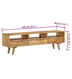 Meuble TV Bois de manguier massif 140 x 30 x 41 cm