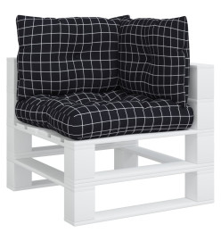 Coussins de palette 3 pcs motif à carreaux noir tissu Oxford