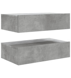 Meubles TV avec lumières LED 2 pcs gris béton 60x35x15,5 cm