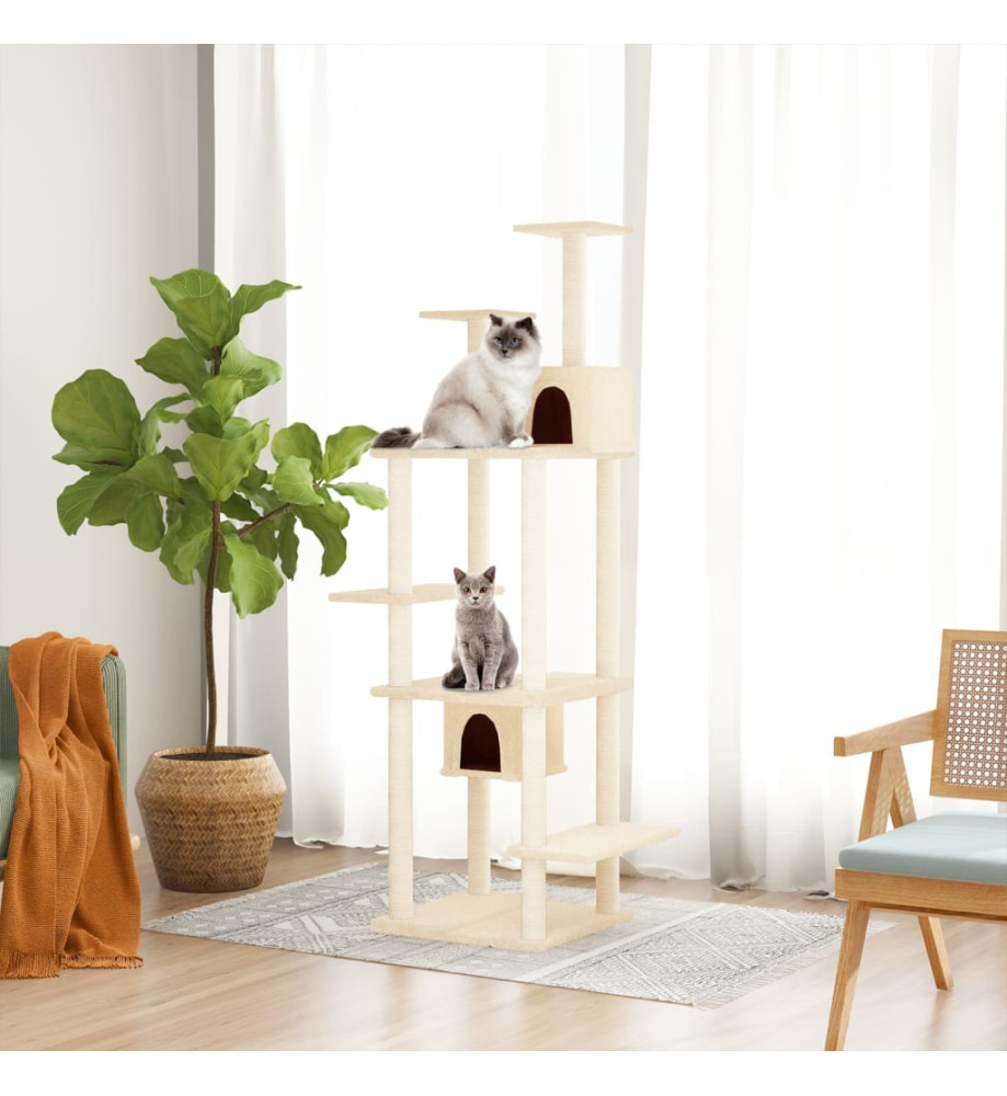 Arbre à chat avec griffoirs en sisal Crème 176 cm