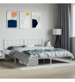 Cadre de lit métal avec tête de lit blanc 183x213 cm