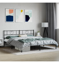 Cadre de lit métal avec tête de lit noir 180x200 cm