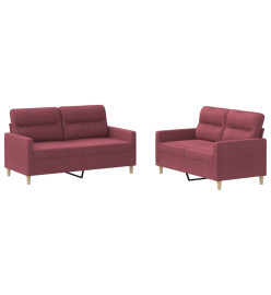 Ensemble de canapés 2 pcs avec coussins Rouge bordeaux Tissu