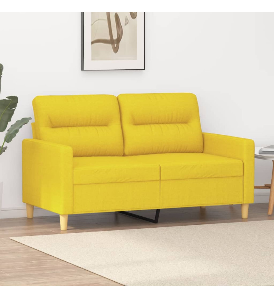 Canapé à 2 places Jaune clair 120 cm Tissu