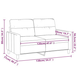 Canapé à 2 places Jaune clair 120 cm Tissu