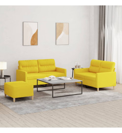 Ensemble de canapés 3 pcs avec coussins Jaune clair Tissu