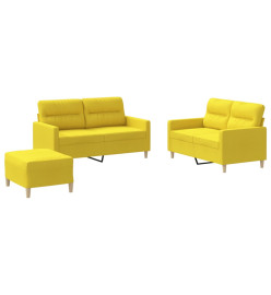 Ensemble de canapés 3 pcs avec coussins Jaune clair Tissu