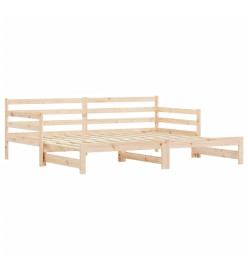 Lit de jour avec lit gigogne 90x200 cm bois de pin massif