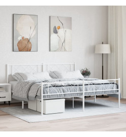 Cadre de lit métal avec tête de lit/pied de lit blanc 193x203cm