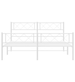 Cadre de lit métal avec tête de lit/pied de lit blanc 140x190cm