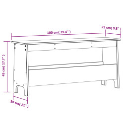 Banc d'entrée 100x28x45 cm bois de pin massif