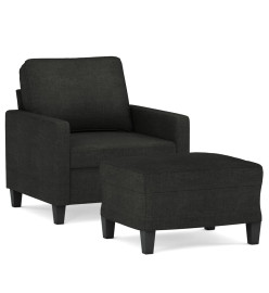 Fauteuil avec repose-pied Noir 60 cm Tissu