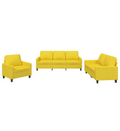 Ensemble de canapés 3 pcs avec coussins Jaune clair Tissu