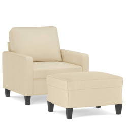 Fauteuil avec repose-pied Crème 60 cm Tissu