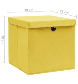 Boîtes de rangement avec couvercles 4 pcs 28x28x28 cm Jaune