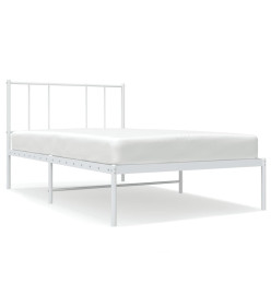 Cadre de lit métal avec tête de lit blanc 80x200 cm