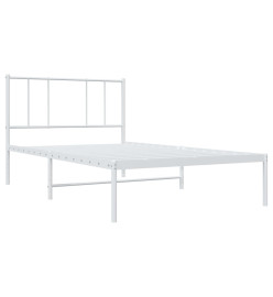 Cadre de lit métal avec tête de lit blanc 80x200 cm