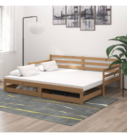 Lit coulissant 2x(90x200) cm Marron miel Bois de pin massif