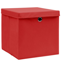 Boîtes de rangement avec couvercles 10 pcs 28x28x28 cm Rouge