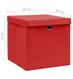 Boîtes de rangement avec couvercles 10 pcs 28x28x28 cm Rouge