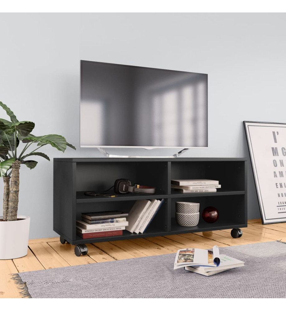 Meuble TV avec roulettes Noir 90x35x35 cm Bois d'ingénierie