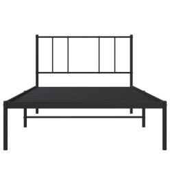 Cadre de lit métal avec tête de lit noir 80x200 cm