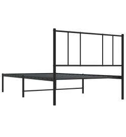 Cadre de lit métal avec tête de lit noir 80x200 cm