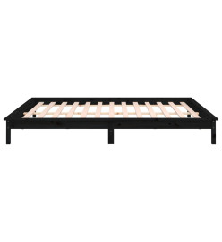 Cadre de lit à LED noir 120x190 cm petit double bois massif