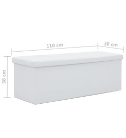 Banc de rangement pliable Similicuir 110 x 38 x 38 cm Blanc