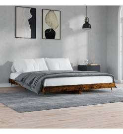 Cadre de lit chêne fumé 140x200 cm bois d'ingénierie