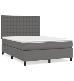 Lit à sommier tapissier avec matelas Gris 140x200 cm Similicuir