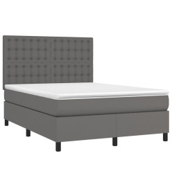 Lit à sommier tapissier avec matelas Gris 140x200 cm Similicuir