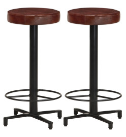 Tabourets de bar lot de 2 66 cm cuir véritable