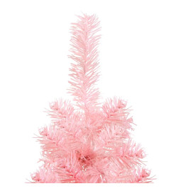 Demi sapin de Noël artificiel mince avec support Rose 120 cm