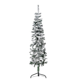 Demi sapin de Noël artificiel mince avec neige floquée 150 cm