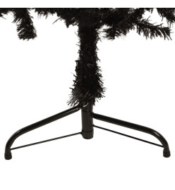 Demi sapin de Noël artificiel mince avec support Noir 120 cm