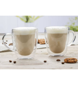 HI Ensemble de verres à cappuccino 2 pcs 270 ml transparent