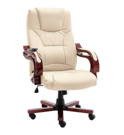 Chaise de bureau de massage Crème Cuir véritable