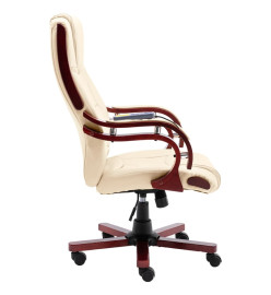 Chaise de bureau de massage Crème Cuir véritable