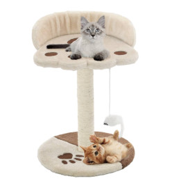 Arbre à chat avec griffoir en sisal 40 cm Beige et Marron