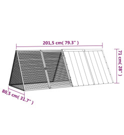 Cage pour lapin Anthracite 201,5x80,5x71 cm Acier galvanisé