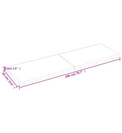 Comptoir de salle de bain 200x60x4 cm bois massif non traité