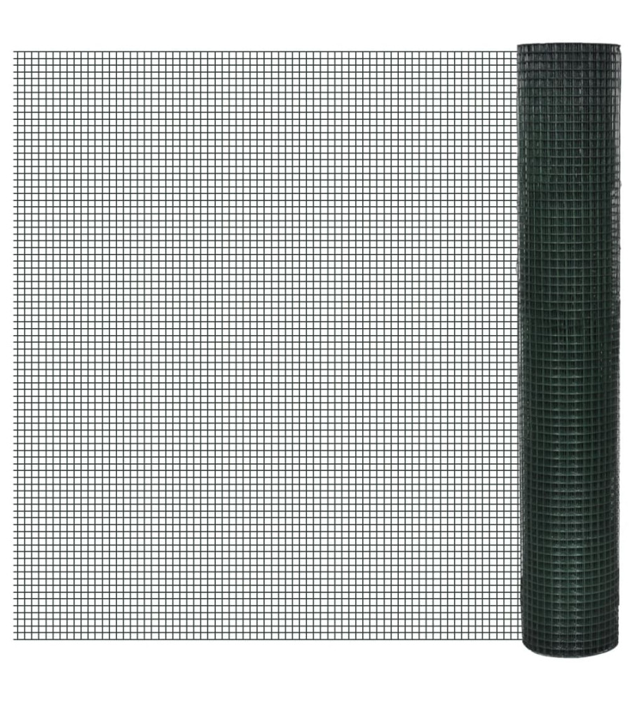 Grillage Acier galvanisé et revêtement en PVC 25 x 1 m Vert