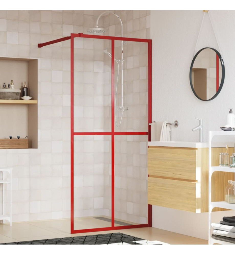 Paroi de douche avec verre ESG transparent rouge 90x195 cm