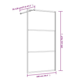 Paroi de douche avec verre ESG transparent rouge 100x195 cm