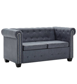 Canapé Chesterfield à 2 places Faux cuir suédé Gris