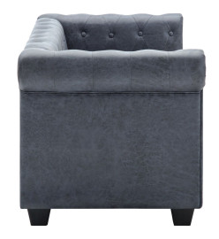 Canapé Chesterfield à 2 places Faux cuir suédé Gris