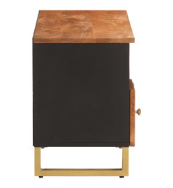 Meuble TV marron et noir 100x33,5x46 cm bois massif de manguier