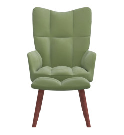 Chaise de relaxation avec repose-pied Vert clair Velours